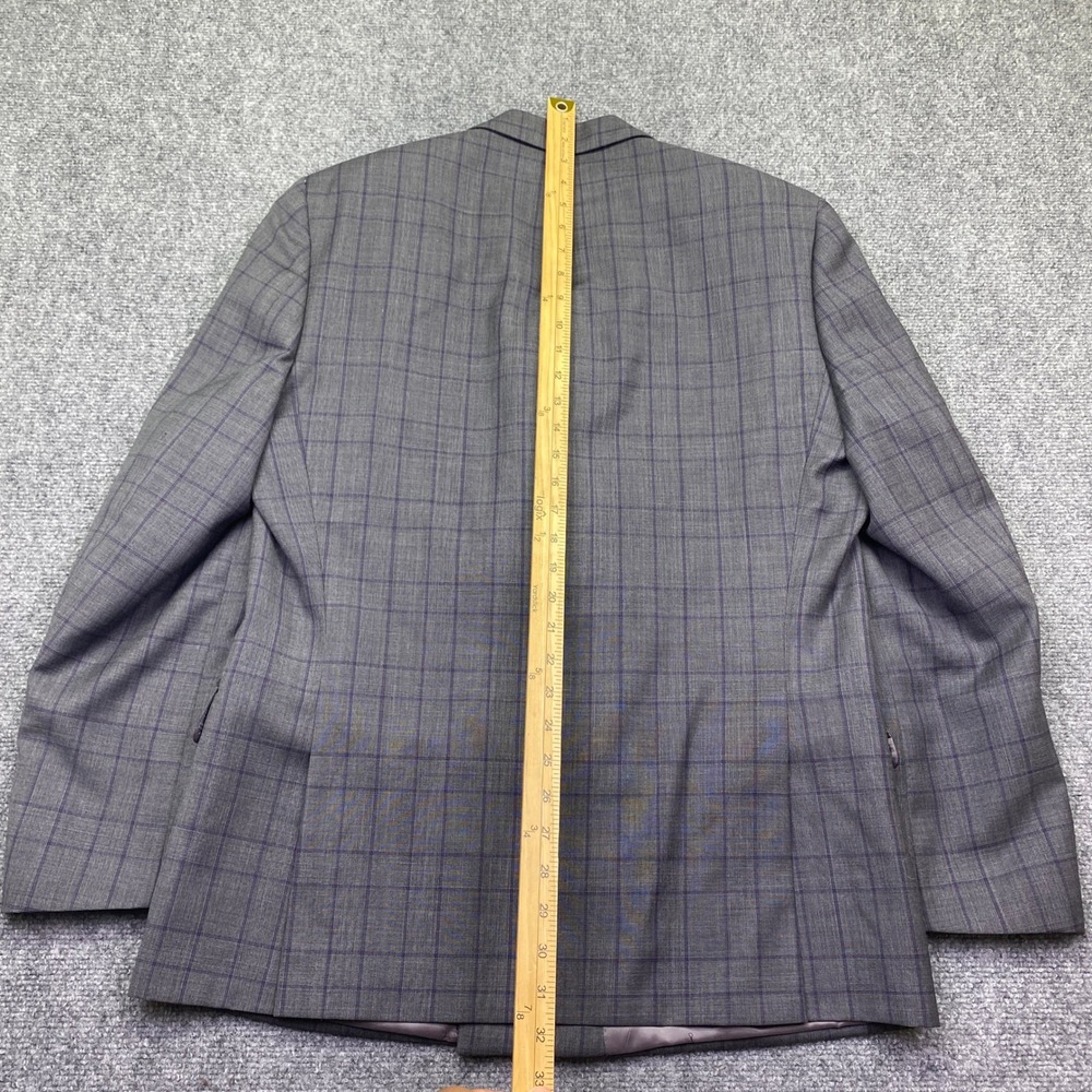 Lauren Ralph Lauren Mens 40R Suit 2 Piece Grey Purple Plaid Double Breasted 34W - Picture 9 of 16